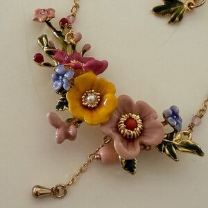 Les Néréides Paris Floral Necklace - Pink, Yellow, Blue